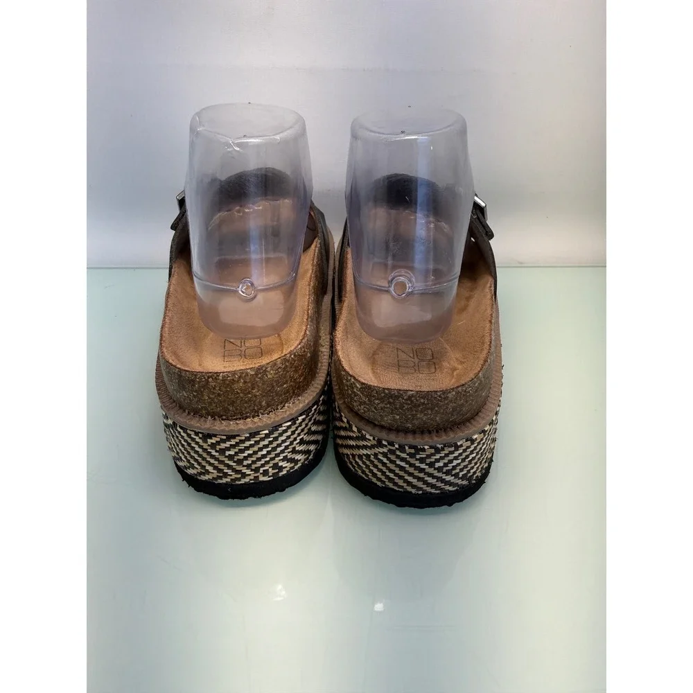 NOBO Women Size 7 Platform Slide Sandals Double Buckle Black Boho Flatform